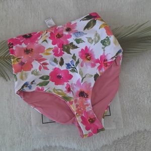 Coral Reef Swim leisure reversible bottoms, floral/watermelon, swim bottoms NWOT
